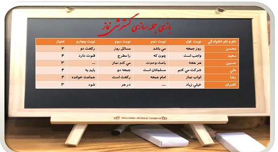 بازی جمله سازی گسترشی نماز