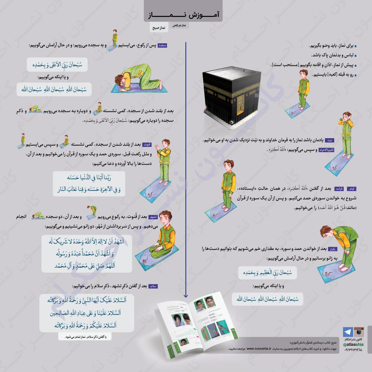آموزش تصویری نماز<br />
<br />
منبع: کتاب «رساله مصور دانشآموزی» از «کانون نشر احکام»